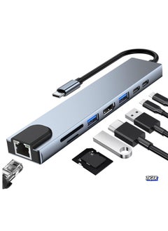 اشتري 8-in-1 USB C Docking Station – Multiport Adapter with 4K HDMI, Power Delivery, USB 3.0, Ethernet, SD Card Reader, and More for Laptops, MacBook, and Tablets في الامارات