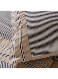 اشتري Sanctuary Linen Midwest Stripe 3-Piece Queen Comforter Set 200X240Cm-Slate Blue في الامارات