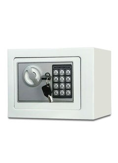 اشتري Mini Safe, Electronic Digital Safe with Electronic Keypad Lock and Physical Key, Store Jewelry, Passport, Watch, Cash, Suitable for Home/Office/Hotel (White) في السعودية