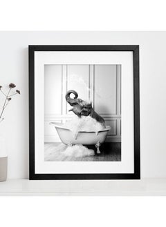 اشتري Elephant In Tub Bathroom Poster With Frame 30x40 cm في الامارات