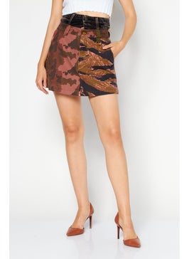 اشتري Women Camouflage Mini Skirt, Olive/Brown Combo في السعودية