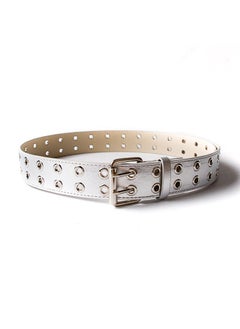 اشتري Hollow Breathable Double Prong Belt for Men and WomenSilver Silver في السعودية