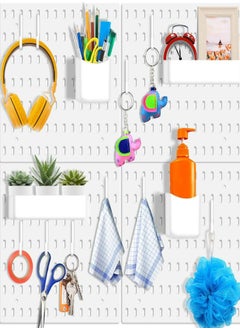 اشتري مجموعة تنظيم حائط Pegboard من Oasisgalore بعدد 4 قطع، تحتوي على لوحة Pegboard لتعليقها على الحائط لعرض الأشياء في غرفة المنزل في الامارات