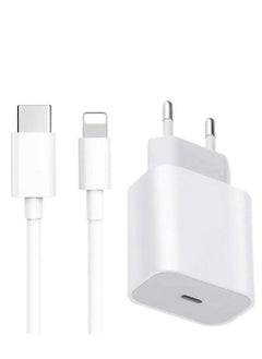 Buy For Iphone 20w Charger Apple 11/12/13 Usb-c To Lightning Power Adapter 1m Data Cable Eu Plug in UAE