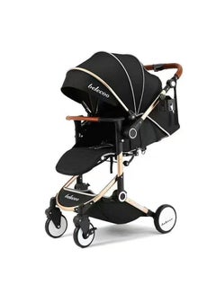 Buy Portable High Grade Material Baby Single Stroller With Extend Canopy, Large Wheels Black in Saudi Arabia