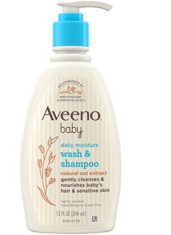 Buy Aveeno Baby Gentle Moisturizing Daily Bath and Shampoo with Natural Oat Extract, Hypoallergenic, Tear-Free and Paraben-Free Formula for Sensitive Hair and Skin, Lightly Fragranced, 354ml in Saudi Arabia