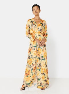 Buy Printed Satin Maxi Dress in UAE