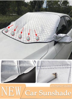 اشتري Car Magnetic Windshield Snow Cover for Ice and Snow for Any Weather Winter Summer Thick Outside Frost Guard Windshield Sunshade Snow Cover with Side Mirror Cover UV Block Accessories في السعودية