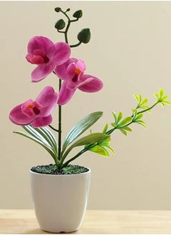 Buy 1 Piece Butterfly Orchid Artificial Bonsai Simulation Potted Home Bedroom Living Room Desktop Decoration Purple/Green/White 7.5 x 26 cm in UAE