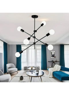 Buy Modern Sputnik Chandelier 6-Light Black Ceiling Lighting Mid-Century Pendant Light Fixture for Kitchen Island Dining Room Living Room Bedroom in UAE