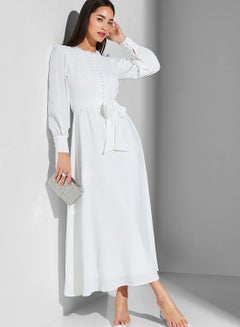 Buy Belted Button Detail Dress in UAE