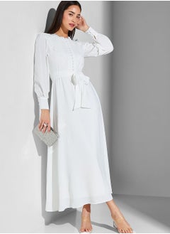 Buy Belted Button Detail Dress in UAE