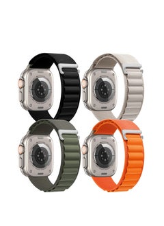 Buy BM 4pack for Apple Watch  Alpine Loop Band 49mm/45mm/44mm Nylon Woven Sport Strap Compatible with iWatch Series 8/Ultra/7/SE/6/5/4/3/2/8 White/Green/Orange/Black in UAE