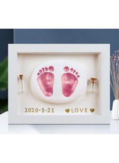 اشتري Baby Footprint and Handprint Kit Clay Picture Frame for Newborn Baby Shower New Mom Gift Baby Keepsake Registry for Baby Pink في الامارات