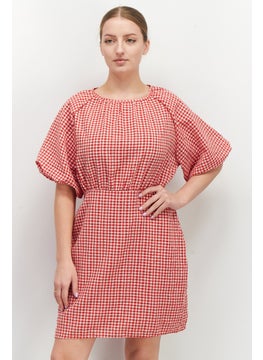 Buy Women Checkered Mini Dress, Red/White in Saudi Arabia