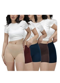 Buy Women's Cotton Skirt Shorts - Pack of 6 (Assorted Color) in UAE