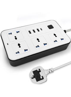 Buy Universal Extension Cord with 4 Power Socket and 3 USB Slots 3 meter, 4 Way Power Strip with USB type C PD Charging slot, Extension Lead - White 3 meter in Saudi Arabia