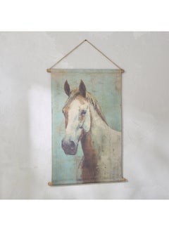 Buy Volga Linen Fir Wood Horse Tapestry Wall Hanging 64 x 92 x 2.5 cm in Saudi Arabia