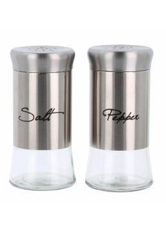 Buy 2 Pieces Salt and Pepper Shaker Set with Storage Lid - Silver in Egypt