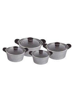 اشتري Die Cast Aluminium Cookware 16 Pieces Set Non Stick,Grey في الامارات