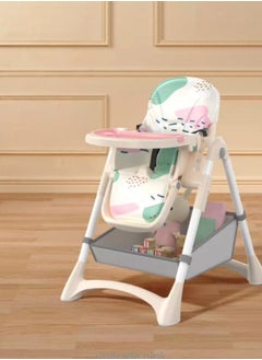 Buy Baby High Chair, Foldable Children Dining Chairs for Eating With Wheels, Multifunctional Toddler Feeding Chair with Double Removable Tray, Adjustable Back and Footrest, Storage Pocket in Saudi Arabia