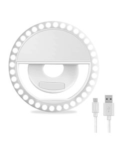 Buy Selfie Ring Light,Rechargeable Portable Clip-on Selfie Fill Light with 36 LED for iPhone/Android Smart Phone Photography,Camera Video,Girl Makes up (White) in UAE