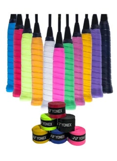 Buy Refresh your racket strokes with SportQ New Anti-Slip Super Absorbent Racket Grip Set for Tennis and Badminton, PU, ​​Multi Color (Set of 6) in Egypt