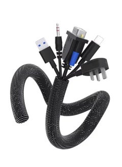 Buy Adjustable Braided Cable Sleeve, Wire Management Sleeve Concealer for TV Table, Computer Cable Sleeve with Flame Retardant Cord Organizer and Protector, 3M/9.84ft, Black in Saudi Arabia