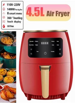 Buy 4.5L 1400W Kitchen Air Fryer Digital Display with Touch Control  Red in UAE