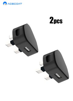 Buy 2PCS Universal Mobile Phone USB Wall Charger with UK Plug Power Adapter, Portable Travel Socket for iPhone 11/10/XS/XS Max/XR/X/8/7/6 Plus/5/4/ Samsung / Huawei / Android /iPad, Black (No Cable) in Saudi Arabia