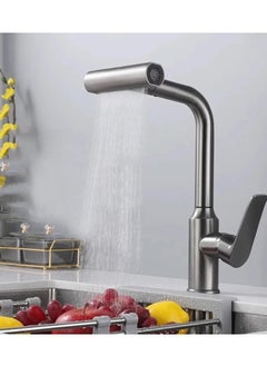 Buy Automatic pull-out kitchen mixer in matte chrome in Saudi Arabia