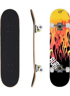 اشتري Skateboard Complete Standard Skateboard 7-ply Maple Double Kick Concave Durable and Stable for Kids, Youth, Adults, Teens Beginners, Professionals 79cm*20cm في السعودية