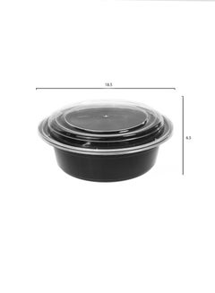 Buy 12-Piece round Disposable Food Container With Lid Black 18.5x6.5cm in Saudi Arabia