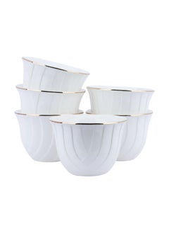 Buy A Set of 12Piece Corrugated White Porcelain Arabic Coffee Cups in Saudi Arabia