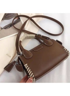 Buy Solid Cross Bag Faux Leather With Hand For Women 20×15 CM- Brown in Egypt