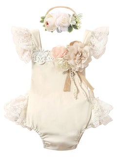 اشتري Baby Girl Lace Romper First Birthday Cake Smash Outfit, Toddler One-Piece Bodysuit with Flower Headband, Ruffle Boho Princess Tulle Dress, Half 1st 2nd Birthday Photoshoot Clothes, 0-24 Months (70CM) في السعودية