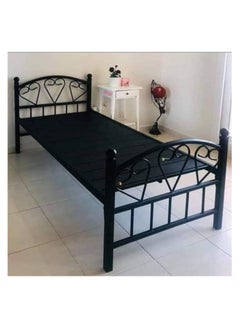 Buy Heavy Duty Single Metal Steel Bed Dimension 90x190 Centimeters in UAE