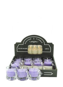 اشتري Scented Jar Candle (Set of 12 PCS) with Fragrance Gift Box - Purple في الامارات