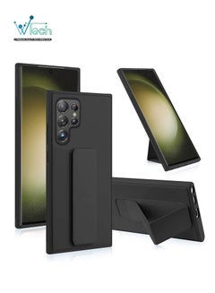 اشتري Hand Grip and Multi Stand Magnetic Car Mount Kickstand Case Finger Strap Cover For Samsung Galaxy S23 Ultra Black في السعودية