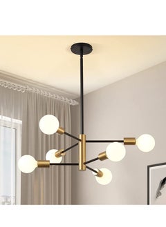 Buy Modern Chandeliers for Dining Room Ceiling Light Fixture Black and Gold Chandelier 6 Light Sputnik Chandeliers Mid Century Pendant Light for Living Room Kitchen Island Bedroom Foyer in UAE