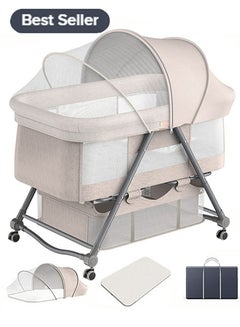Buy 3 in 1 Baby Bed Bassinet Portable Baby Bed with Storage Basket Baby Rocker Baby Swing Playpen Height Adjustable in Saudi Arabia