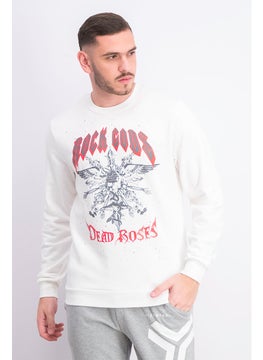 اشتري Men Crew Neck Graphic Print Long Sleeves Sweatshirt, Off,White في السعودية