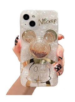 Buy Compatible with iPhone 13 6.1'' Cartoon Case, Mickey Mouse with Quicksand Cell Phone Holder Strap Soft TPU Shockproof Protective White in UAE