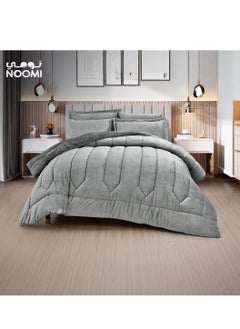 Buy HELEN 4 Pieces Winter Comforter Set One Velvet Side And One Side Fur Single Size 170x230 cm Grey in Saudi Arabia