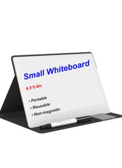 Buy Small Dry Erase Board, Portable Reusable Desktop Notepad with Stand for Desk, Students Drawing, to Do List, Memo White Board for Office, Home, and School, Black in Saudi Arabia