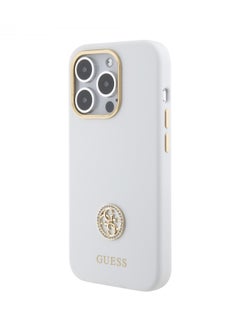 اشتري Guess Silicone Case with 4G Strass Logo Case for iPhone 15 Promax - White في الامارات