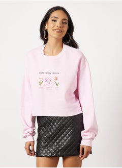 اشتري Flower Meaning Crop Sweatshirt في الامارات