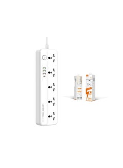 Buy SC5415 Power Strip With USB Port and Switch Button Extension Power Socket 2500 W 5 OUTLETS 4 USB PD/QC 3.0 Total 20 W White in Egypt