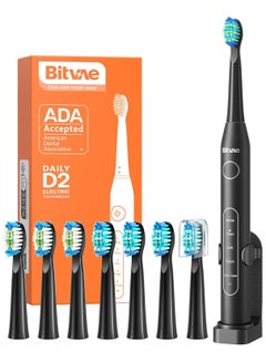 Buy D2 Ultrasonic Electric Toothbrush for Adults and Kids, Electric Toothbrush with Rechargeable Power, 8 Toothbrush Heads and 5 Modes in UAE