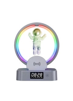 Buy Magnetic Rotation Levitation Astronaut Speaker Home Office Decor RGB Atmosphere Led with Alarm Clock Support Wireless Charger Music Box Bluetooth Speaker for Party Player Wireless Speaker Gift,Silve in Saudi Arabia